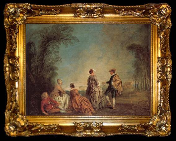 framed  Jean-Antoine Watteau An Embarrassing Proposal, ta009-2
